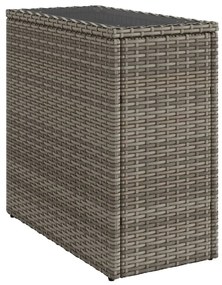 vidaXL szürke polyrattan kerti kisasztal üveg lappal 58 x 27,5 x 55 cm