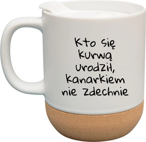 Fehér Bögre Fedéllel És Parafa Aljjal Ajándék Aki K****