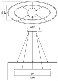 Redo 01-3342 - Dimmelhető LED csillár drótkábelen LEO LED/115W/230V fehér