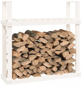 fehér tömör fenyőfa tűzifatartó állvány 110x35x108,5 cm