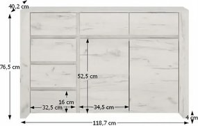 Komód typ 42, fehér craft, ANGEL