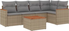 vidaXL 6 részes bézs polyrattan kerti ülőgarnitúra párnával