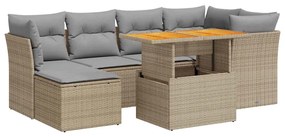 vidaXL 7 részes bézs polyrattan kerti ülőgarnitúra párnákkal