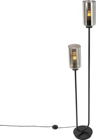 Okos állólámpa fekete füstüveggel, 2 izzós, 2 Wifi ST64-es - Laura