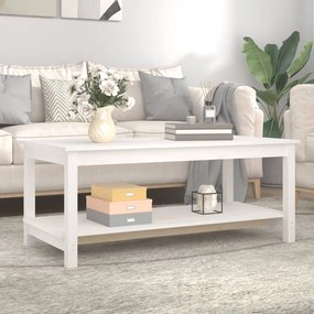 Fehér tömör fenyőfa dohányzóasztal 110 x 55 x 45 cm