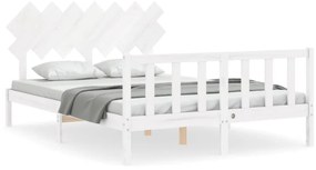 fehér tömör fa ágykeret fejtámlával King Size