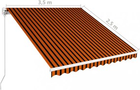 narancssárga és barna kézzel kihúzható napellenző 350 x 250 cm