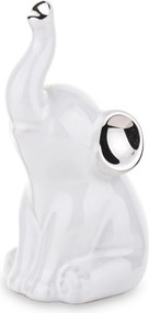 Kerámia elefánt figura fehér-ezüst lakberendezés Elefánt a boldogsághoz