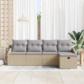Kerti Kanapé Szett 5 pcs Bézs 233 x 117 x 85 cm Poli rattan