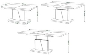 NINO kihúzható konferencia/étkezőasztal emelhető lappal, craft tölgy/fekete