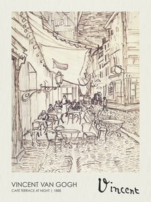 Reprodukció Café Terrace at Night Sketch (1888)