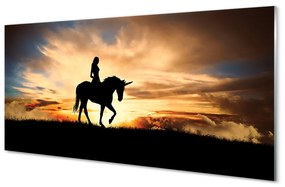 Akrilkép Nő egyszarvú naplemente 100x50 cm