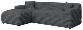 Sötétszürke kordbársony sarokkanapé (bal oldali-heverő résszel) Martin – Ropez