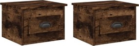 vidaXL 2db füstös tölgy színű fali éjjeliszekrény 41,5x36x28 cm