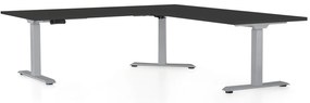 OfficeTech Angle állítható magasságú asztal, 180 + 120 cm, szürke alap, fekete