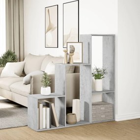 3 szintes betonszürke fa elválasztó könyvespolc 123x29x123 cm