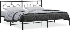 vidaXL fekete fém ágykeret fejtámlával 193 x 203 cm