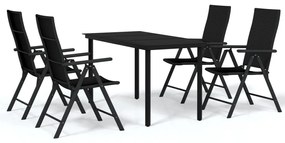 vidaXL 5 részes fekete kerti étkezőgarnitúra
