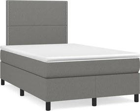 vidaXL sötétszürke szövet rugós ágy matraccal 120 x 200 cm