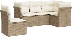 vidaXL 5 részes bézs polyrattan kerti ülőgarnitúra párnákkal