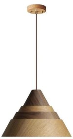 Tömörfa függőlámpa kábellel 1xE27/60W/230V, Ø 33 cm, tölgy / dió / kaucsukfa