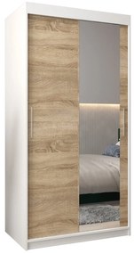 Ruhásszekrény 100 cm Toki 2 (matt fekete + szonoma tölgy). 1064960