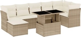vidaXL 8 részes bézs polyrattan kerti ülőgarnitúra párnával