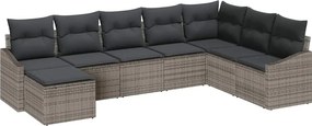 vidaXL Kanapé Szett párnával 8 pcs Szürke polirattan