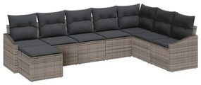 vidaXL Kanapé Szett párnával 8 pcs Szürke polirattan