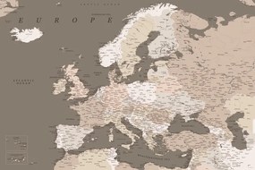 Térkép Detailed map of Europe in earth tones, Blursbyai