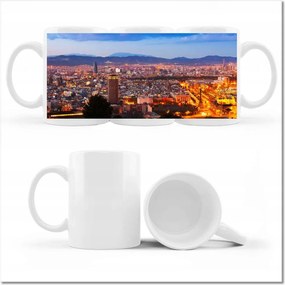 Nyomott mintás bögre Éjszakai felvétel Barcelonából