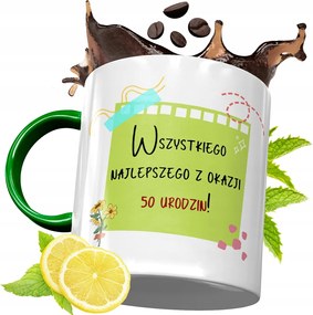 Zöld Bögre 50 50STE 50-ES Születésnapra Ajándék fényképes nyomattal