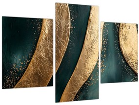 Kép - Zöld absztrakció arannyal I. (90x60 cm)