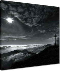 Vászonkép 40x40 Hegyi panoráma kereszttel