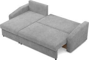 Zeus sarokkanapé, 2 ágyneműtartóval, döntött kartámasz, kordbársony, univerzális oldal, hab töltet, szürke