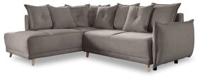 Világosbarna kordbársony kinyitható sarokkanapé (bal oldali) Lazy Lukka – Miuform