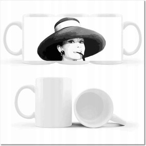 Hepburn mintás bögre kalapban