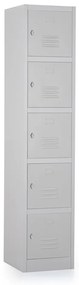 Fém szekrény - 5 doboz, 38 x 45 x 185 cm, csavaros zár, szürke - ral 7035