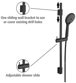 Fekete rozsdamentes acél zuhanyszett 70 cm Water Saving – Wenko