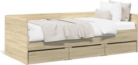 vidaXL sonoma tölgy kanapéágy fiókkal matrac nélkül 90x200 cm