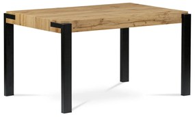 Étkezőasztal 140x88x76, MDF lap dekor vad tölgy, vastagság 100mm, fekete matt fém