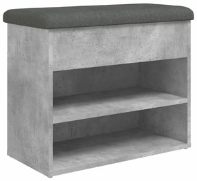 betonszürke szerelt fa cipőtároló pad 62 x 32 x 50 cm