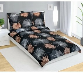 Bellatex Pamut ágynemő Palm leaf black, 140 x 200cm, 70 x 90 cm