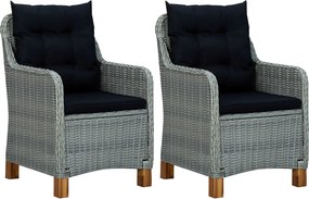 vidaXL 2 db világosszürke polyrattan kerti szék párnával
