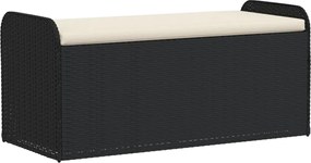 vidaXL fekete polyrattan tárolópad párnával 115 x 51 x 52 cm