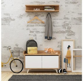 Asir Fali akasztó ARASSO 18,8x80 cm + cipősszekrény 60x90 fehér/barna 811MDD4101