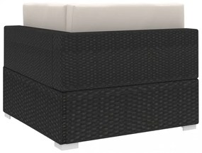 vidaXL 1 db fekete polyrattan moduláris sarokfotel párnákkal