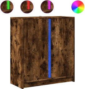 vidaXL füstös tölgy szerelt fa tálalószekrény LED-del 77 x 34 x 85 cm