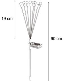 Kültéri állólámpa fekete, LED-del, napelemes és talpnyílással - Fire Fly