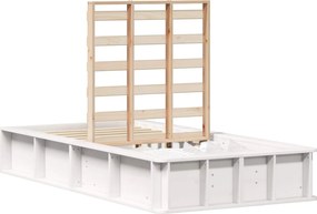 vidaXL Ágykeret Fehér 90 x 200 cm Tömör fenyőfa